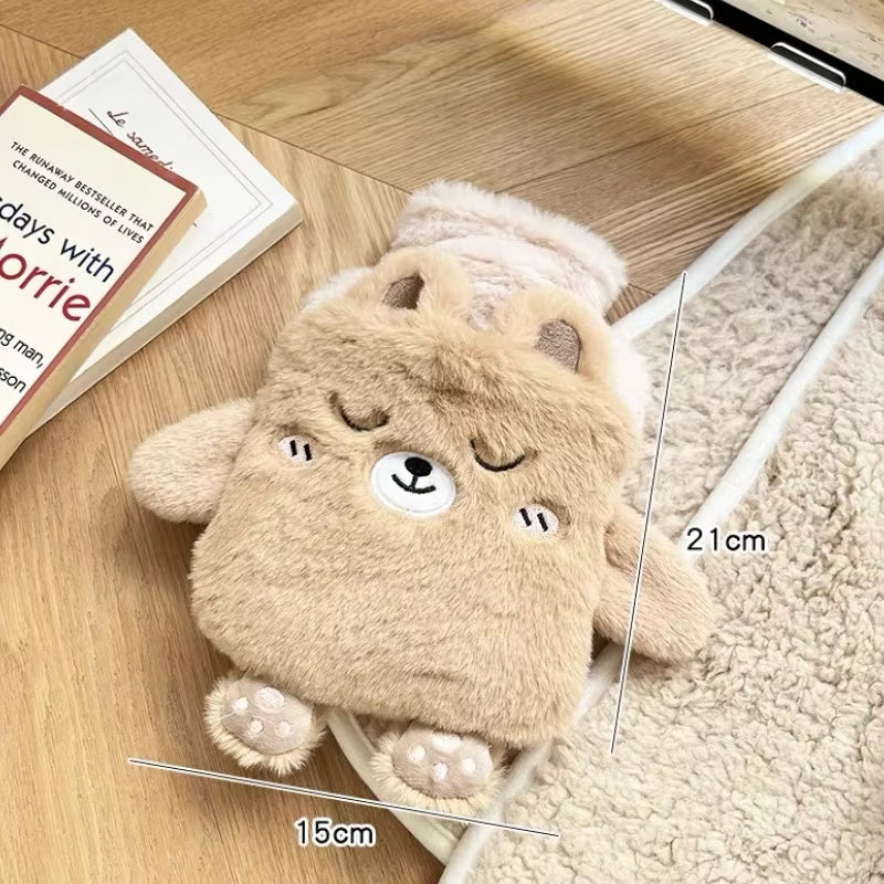Kawaii Insulation Hot Water Bottle Plush Rubber Hand and Foot Belly Warmer Explosion-Proof Hot Water Bag for Women Period Cute