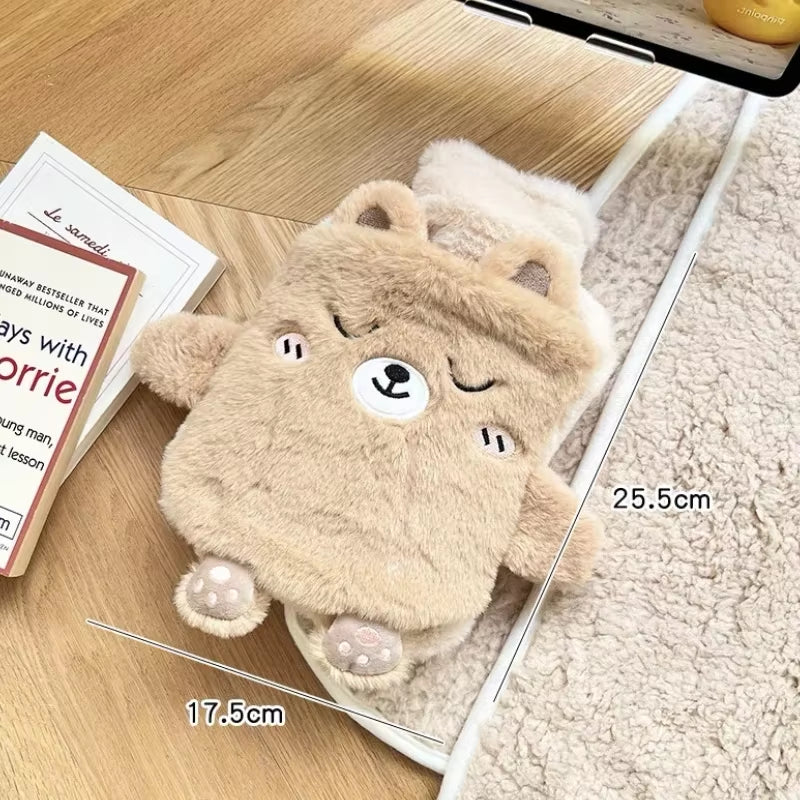 Kawaii Insulation Hot Water Bottle Plush Rubber Hand and Foot Belly Warmer Explosion-Proof Hot Water Bag for Women Period Cute